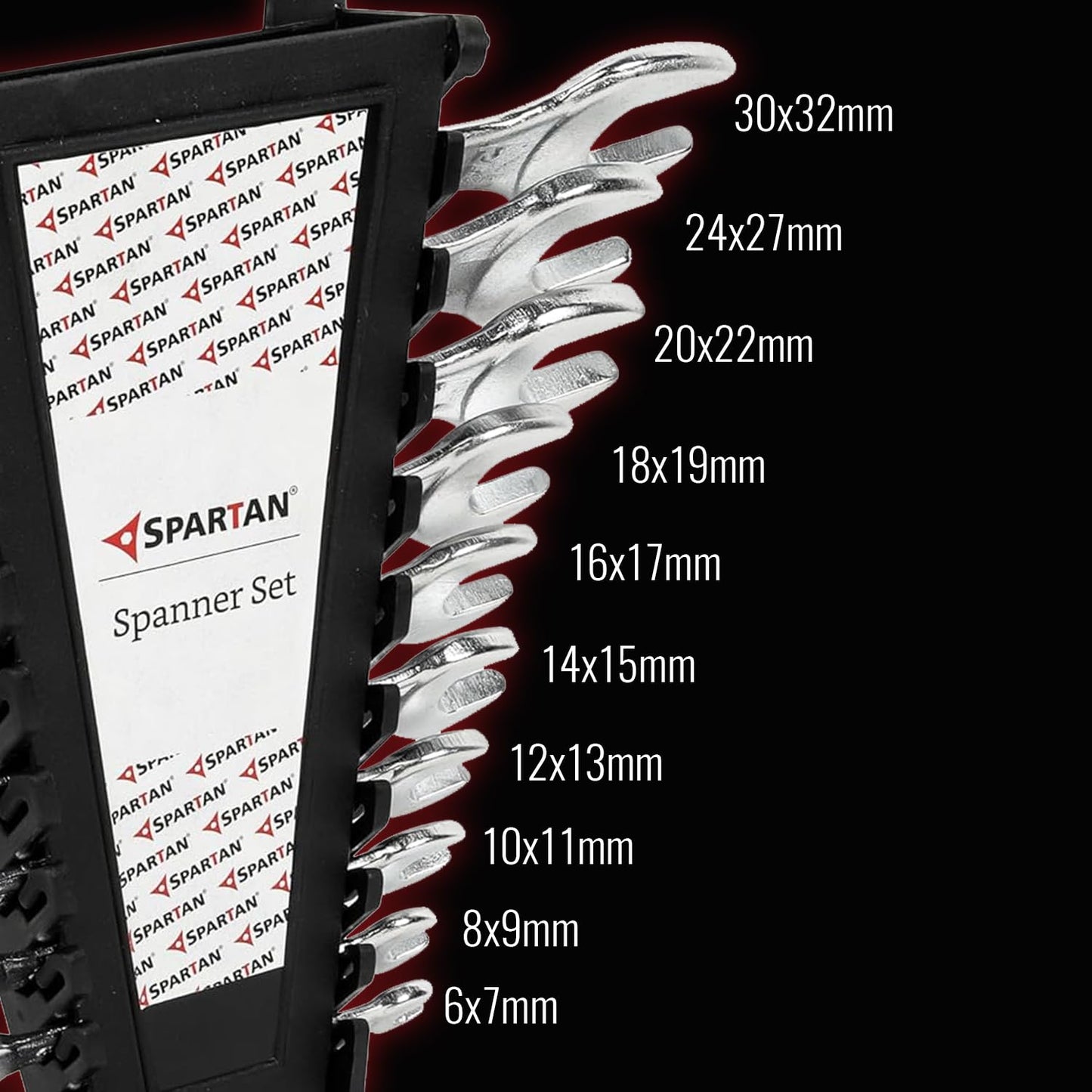 SPARTAN Carbon Steel Open Jaw Spanner Set/Wrench Set/Tool Kit Multipurpose Home Use and Professional Spanners Corrosion Resistant Chrome Plating DOE Jaw Spanners (Silver Set of 10)