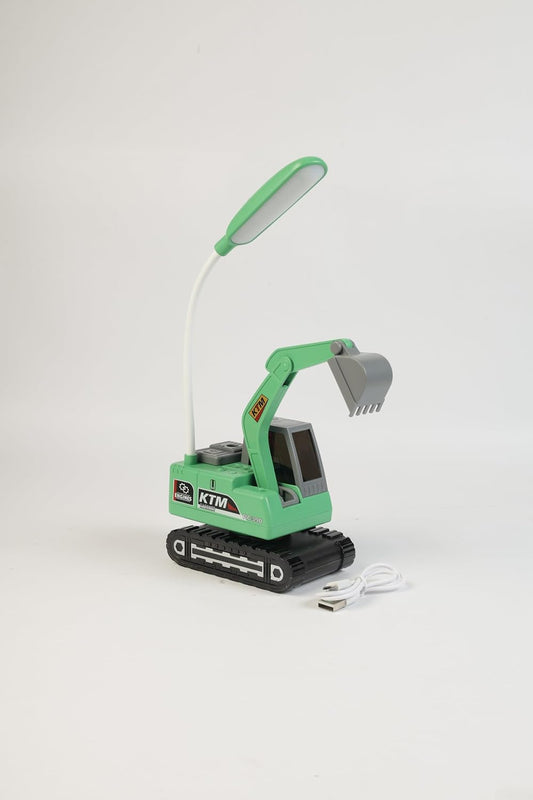 Lexton 12-Inch Excavator LED Desk Lamp | Rechargeable Kids Study Lamp with Phone Holder & Storage