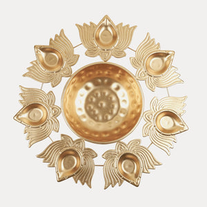 
                  
                    Klassic Unique and Antique 7 Lotus Diya Shape Urli Bowl | Metal, Perfect for Home Decor and a Unique Gift for Diwali, Housewarming, and Festive Celebrations (Golden, Pack of 1)
                  
                