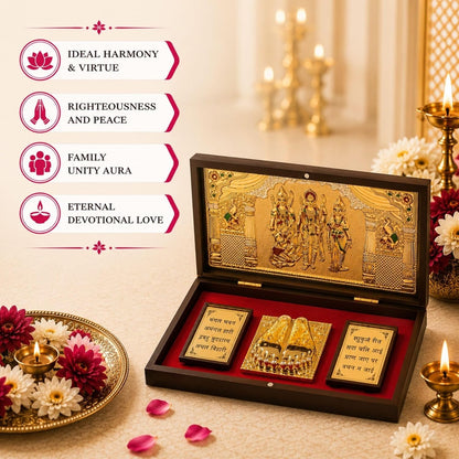 Klassic Ram Darbar Plastic Pooja Box with Hanuman Ji & Gold Plated Temple Frame