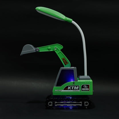 Lexton 12-Inch Excavator LED Desk Lamp | Rechargeable Kids Study Lamp with Phone Holder & Storage
