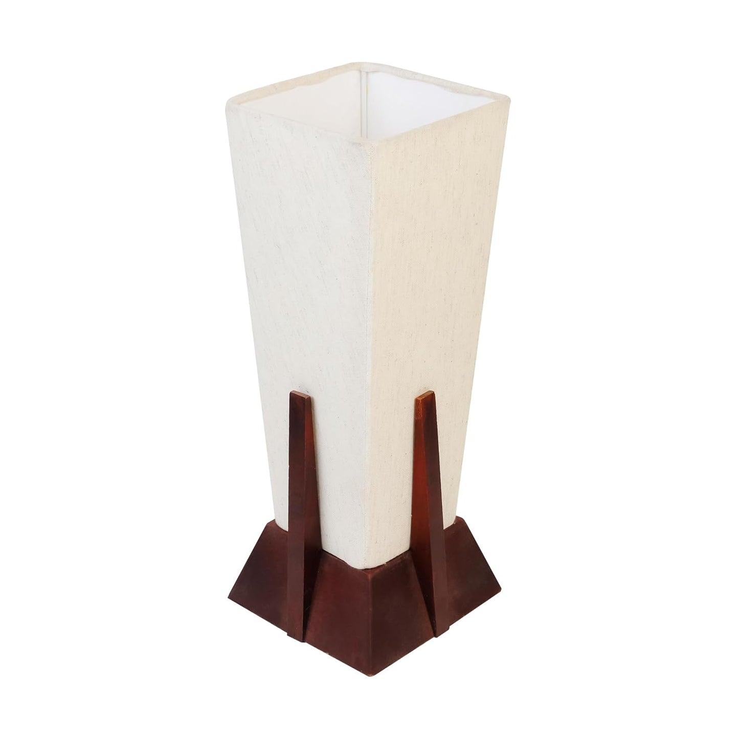 Lexton Wooden Pyramid Table Lamp (14-inch). Designed with a stylish pyramid-shaped wooden base, this lamp blends modern aesthetics with timeless charm, making it a perfect décor piece for bedrooms, living rooms, and office spaces.