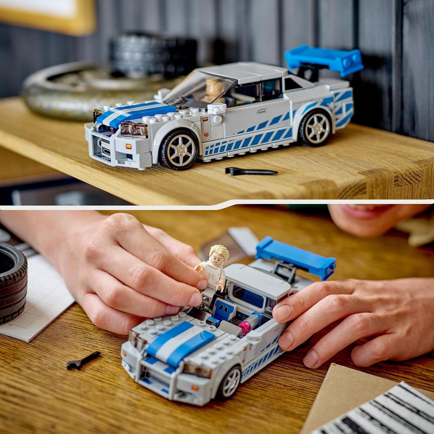 LEGO Speed Champions Nissan Skyline GT-R R34 76917 Race Car Set for Kids 9+ (Box Condition Damaged, Product Fine)