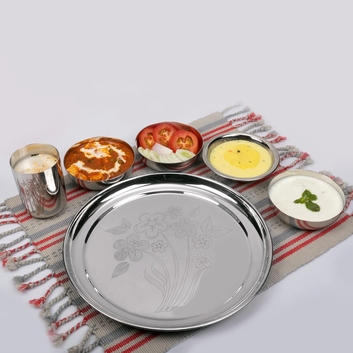 Sorabh RGL Premium Stainless Steel Royal Glass – 7 cm, Laser Design, Set of 6