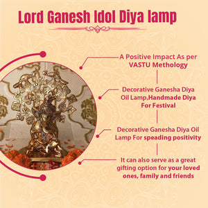 
                  
                    Klassic Lord Ganesh Idol with Good Design Diya Lamp | Diwali Diya, Durga Puja, Subh Labh Gift Temple Articles Decoration Antique Gifts (Pack of 1, Golden)
                  
                