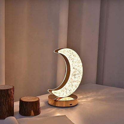 Lexton Half Moon Crystal LED Nightstand Lamp  Rechargeable