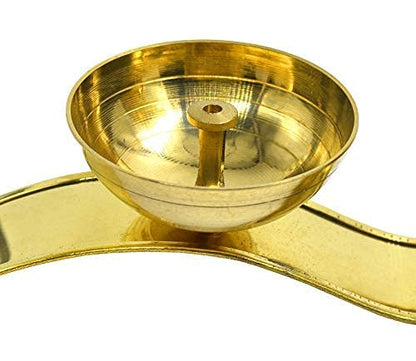 Klassic Brass Om Shape Oil Diya with Handle