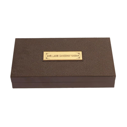 Klassic Lakshmi Ganesh Pooja Box with Shubh Labh & Gold Plated Temple Frame