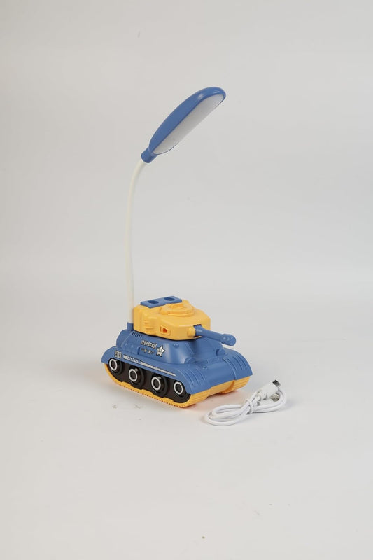 Lexton 11.5-Inch Rechargeable Tank LED Table Lamp | 360° Rotatable Desk Lamp with Pen & Phone Holder