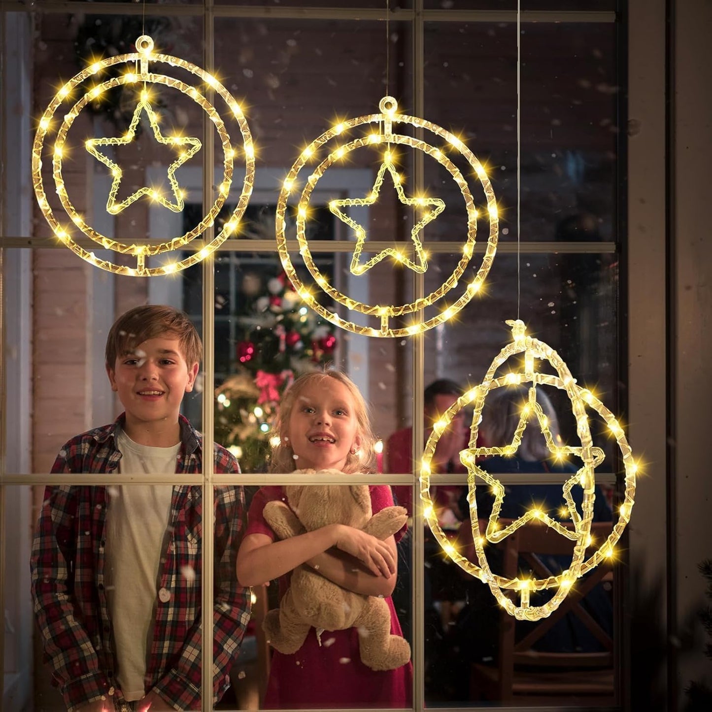 Lexton Star Ring LED Hanging Light, Warm White Decor for Home & Balcony