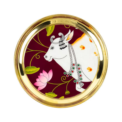Klassic 8 Inch Brass Pooja Thali for Mandir, Bhog, Diwali, Wedding & Return Gift
