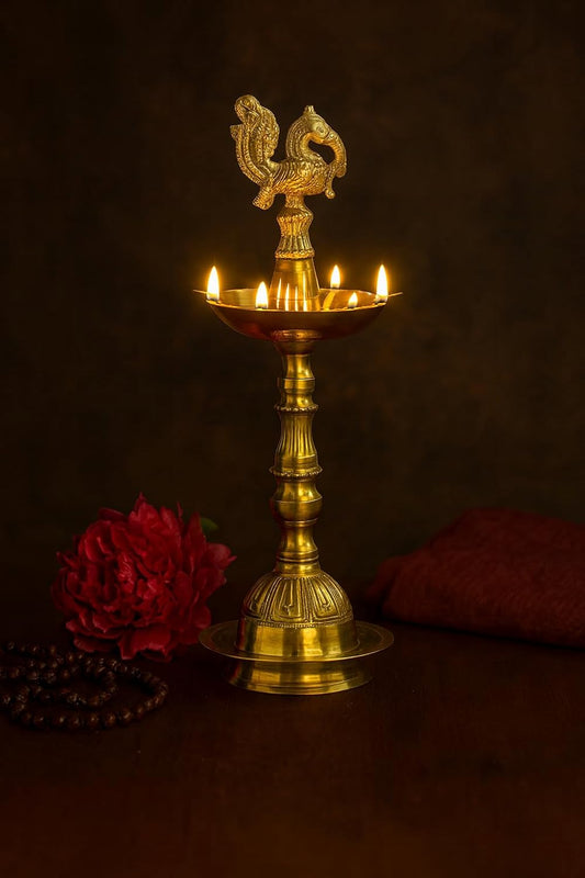 Klassic Brass Kerala Peacock Diya 11 Inch