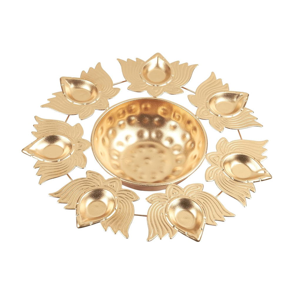
                  
                    Klassic Unique and Antique 7 Lotus Diya Shape Urli Bowl | Metal, Perfect for Home Decor and a Unique Gift for Diwali, Housewarming, and Festive Celebrations (Golden, Pack of 1)
                  
                