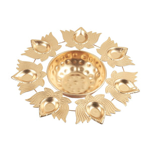 
                  
                    Klassic Unique and Antique 7 Lotus Diya Shape Urli Bowl | Metal, Perfect for Home Decor and a Unique Gift for Diwali, Housewarming, and Festive Celebrations (Golden, Pack of 1)
                  
                