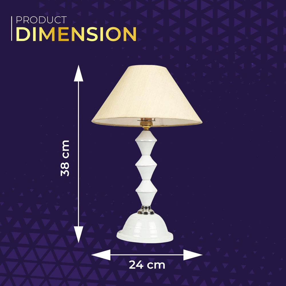 
                  
                    Lexton White Metal Pillar Table Lamp | Bed Side Lamp for Bedroom | Living Room | Home Decoration | Gifting Purpose | Bulb Not Included (Beige Shade Pack of 1)
                  
                