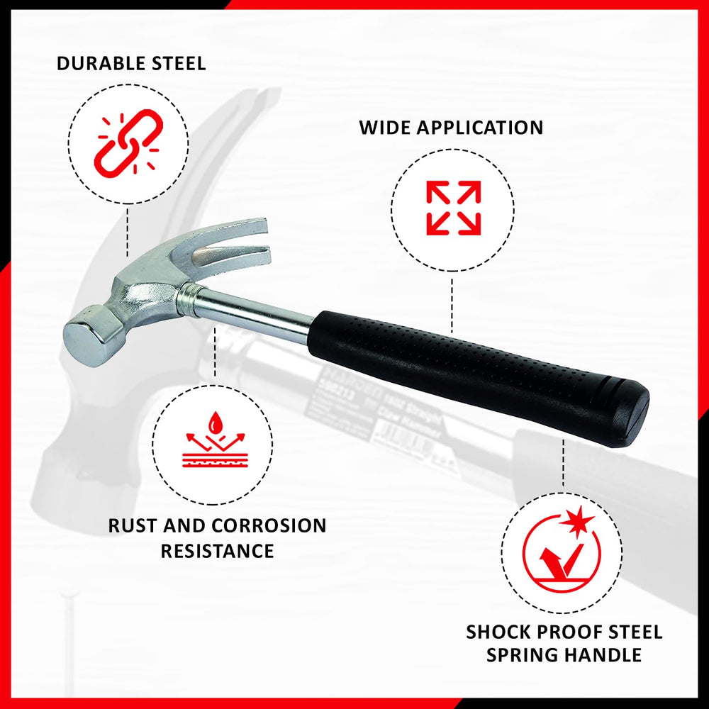
                  
                    Spartan Curved Claw Hammer with Rubber Handle | Repair Hand working Claw Hammer for Masonry, Woodwork, Fittings for Home, DIY, Mechanic, Industrial & Professional
                  
                