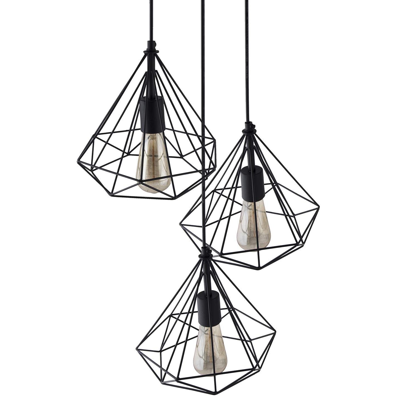 Lexton 60W Diamond Cage Hanging Pendant Lamp – Black, Indoor