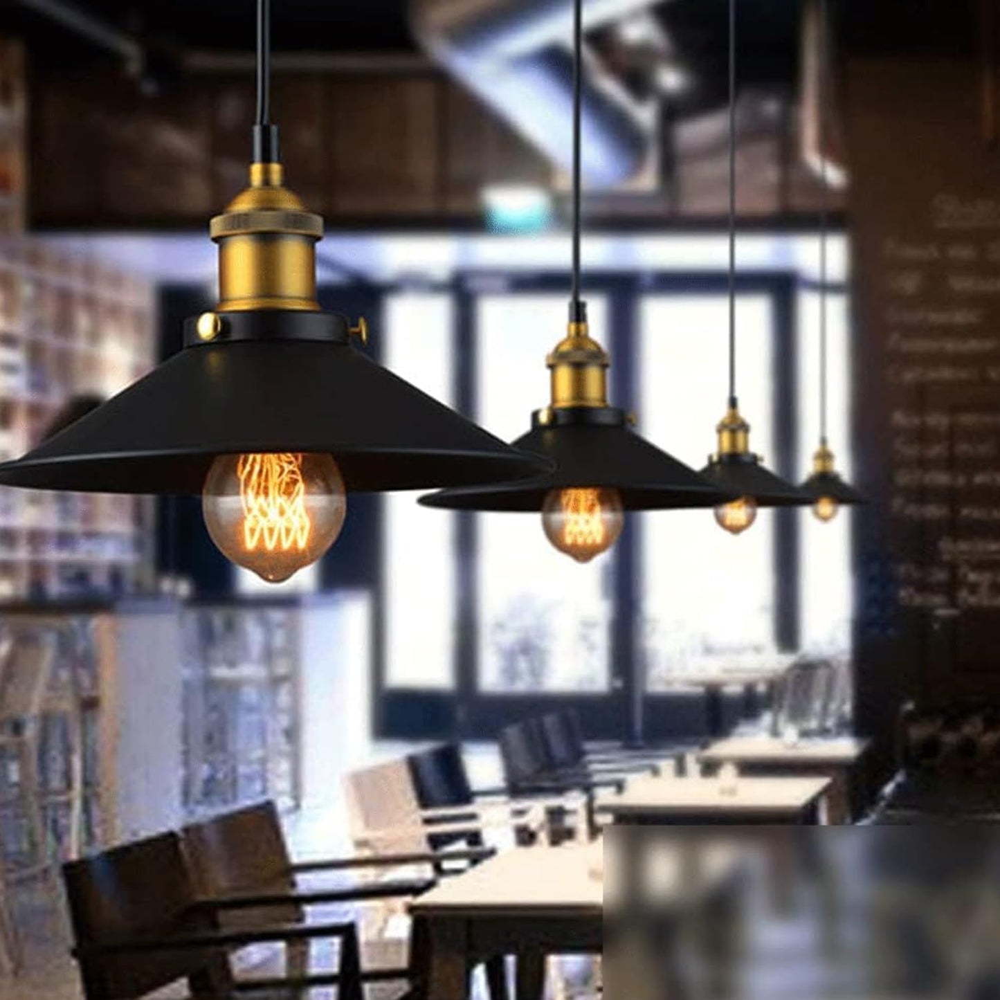 Lexton Black Barn Cone Pendant Light – Metal Hanging Lamp