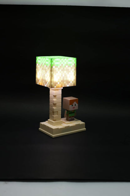 Lexton 7-Inch Minecraft Cartoon LED Table Lamp | Rechargeable Kids Night & Study Light