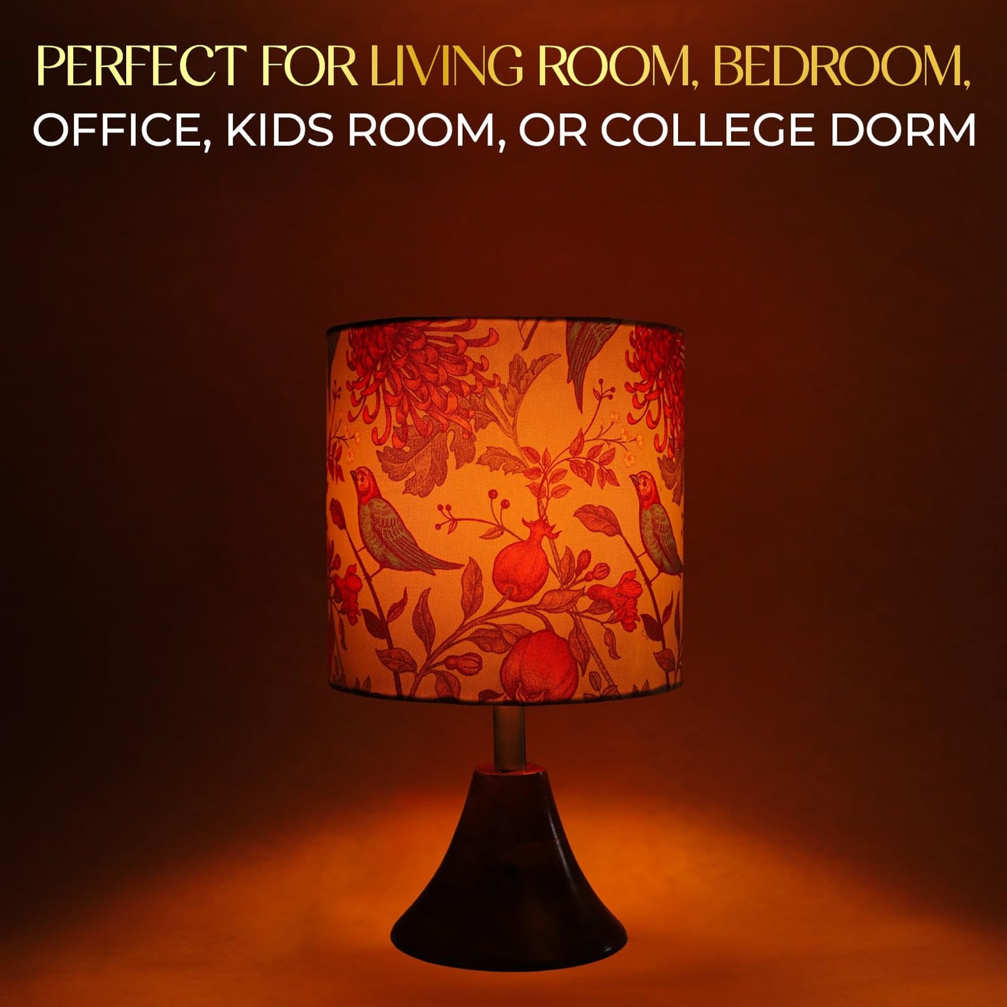 Lexton Birds Print Wooden Table Lamp – Bedroom & Living Room Decor