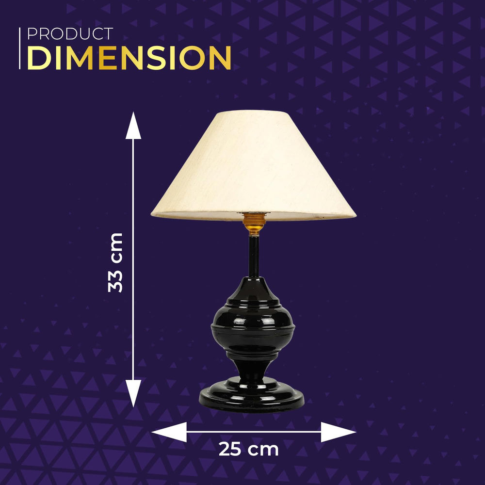 
                  
                    Lexton Black Metal Base Table Lamp | Bed Side Lamp for Bedroom | Living Room | Home Decoration | Drawing Room | Study Room | Bedside | Gifting Purpose| Bulb Not Included (Beige Shade, Pack of 1)
                  
                