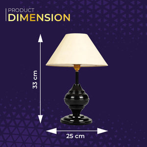 
                  
                    Lexton Black Metal Base Table Lamp | Bed Side Lamp for Bedroom | Living Room | Home Decoration | Drawing Room | Study Room | Bedside | Gifting Purpose| Bulb Not Included (Beige Shade, Pack of 1)
                  
                