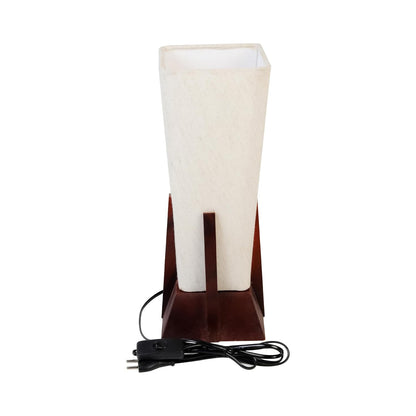 Lexton Wooden Pyramid Table Lamp (14-inch). Designed with a stylish pyramid-shaped wooden base, this lamp blends modern aesthetics with timeless charm, making it a perfect décor piece for bedrooms, living rooms, and office spaces.