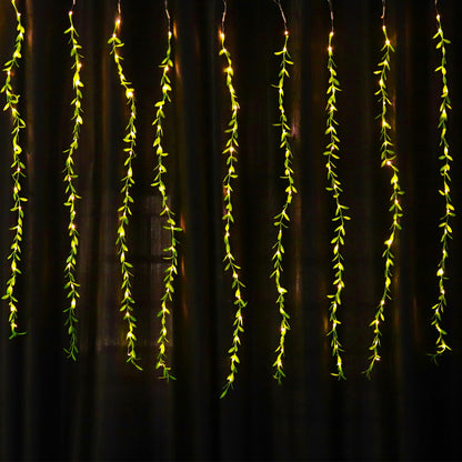 Lexton LED Leaf Curtain String Lights, 10x3 Ft, 180 LEDs, Warm White Glow