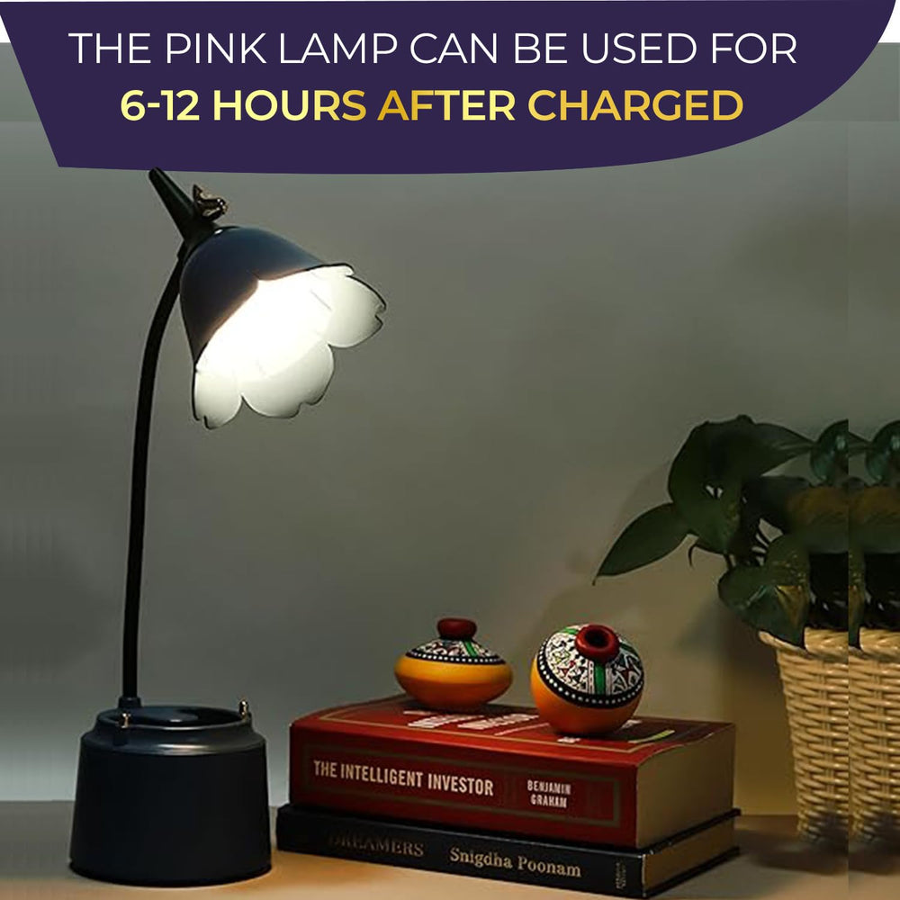 
                  
                    Lexton Flower Bird Table Lamp | Eye Friendly, USB Rechargeable, 3 Color Modes, Touch On/Off Switch, Adjustable Arm, Pen Holder | Suitable for Room Decor, Reading, Office (Pack of 1, Blue)
                  
                