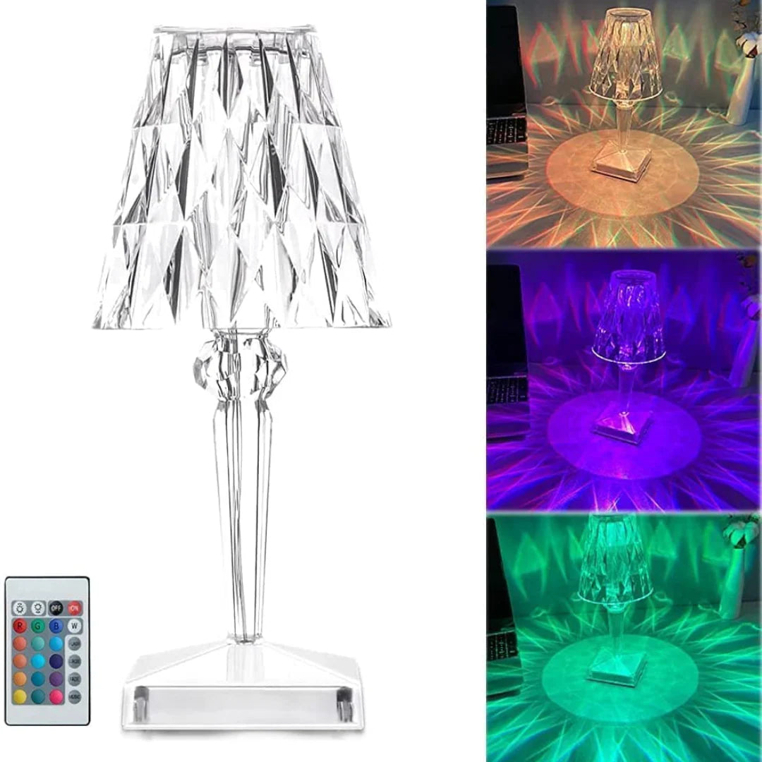 Lexton Diamond Shape Rechargeable Table Lamp (RGB, Touch Control)