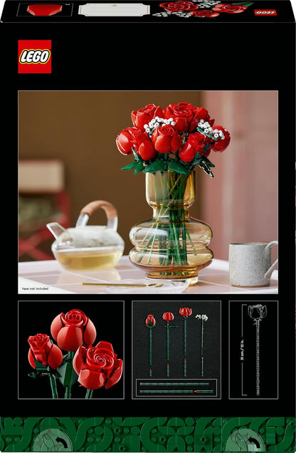 LEGO Rose Bouquet Flower Building Set for Adults, Decorative Gift, 822 Pcs (Box Condition Damaged, Product Fine)