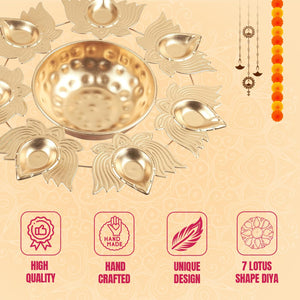 
                  
                    Klassic Unique and Antique 7 Lotus Diya Shape Urli Bowl | Metal, Perfect for Home Decor and a Unique Gift for Diwali, Housewarming, and Festive Celebrations (Golden, Pack of 1)
                  
                