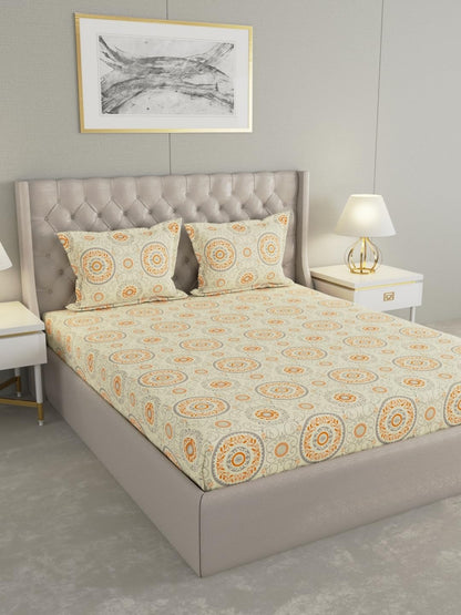 Raymond Home Cozzy Cotton Double Bedsheet with Pillow Covers – Yellow (013235-BF01)