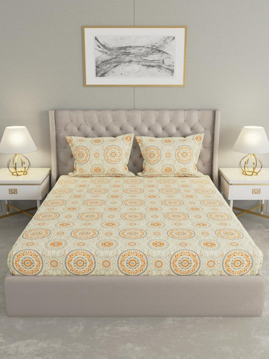 Raymond Home Cozzy Cotton Double Bedsheet with Pillow Covers – Yellow (013235-BF01)