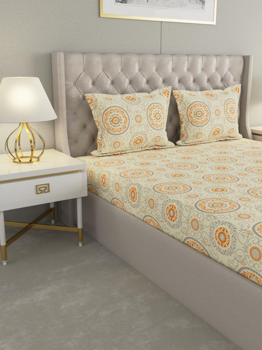 Raymond Home Cozzy Cotton Double Bedsheet with Pillow Covers – Yellow (013235-BF01)