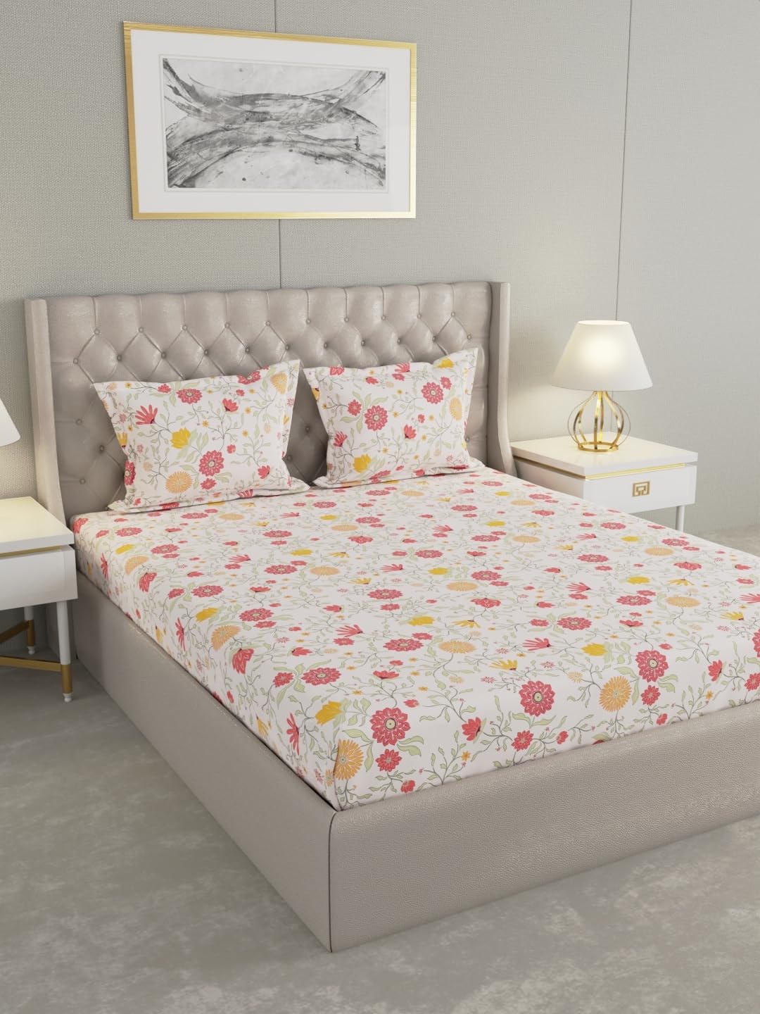 Raymond Home 104 TC Cotton Double Bedsheet with 2 Pillow Covers (012204-BF01)