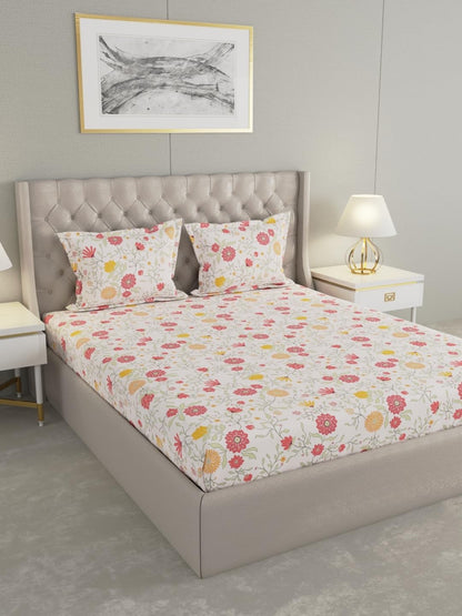 Raymond Home 104 TC Cotton Double Bedsheet with 2 Pillow Covers (012204-BF01)
