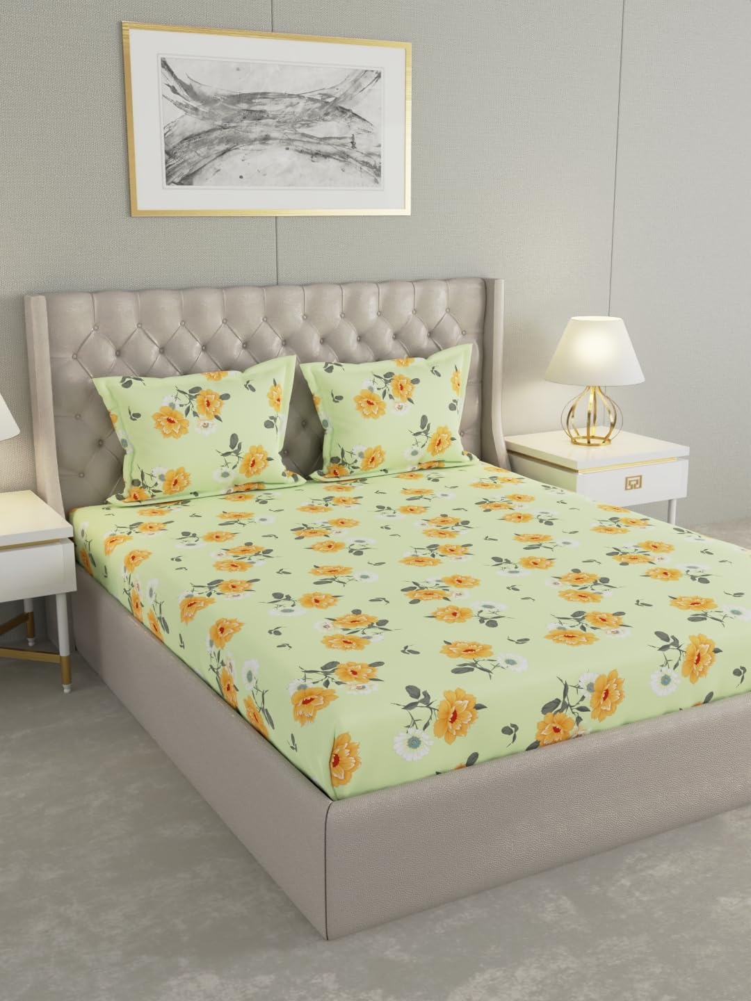 Raymond Home 104 TC Cotton Double Bedsheet with 2 Pillow Covers (012203-BF03)