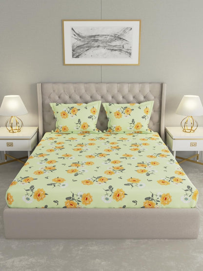Raymond Home 104 TC Cotton Double Bedsheet with 2 Pillow Covers (012203-BF03)