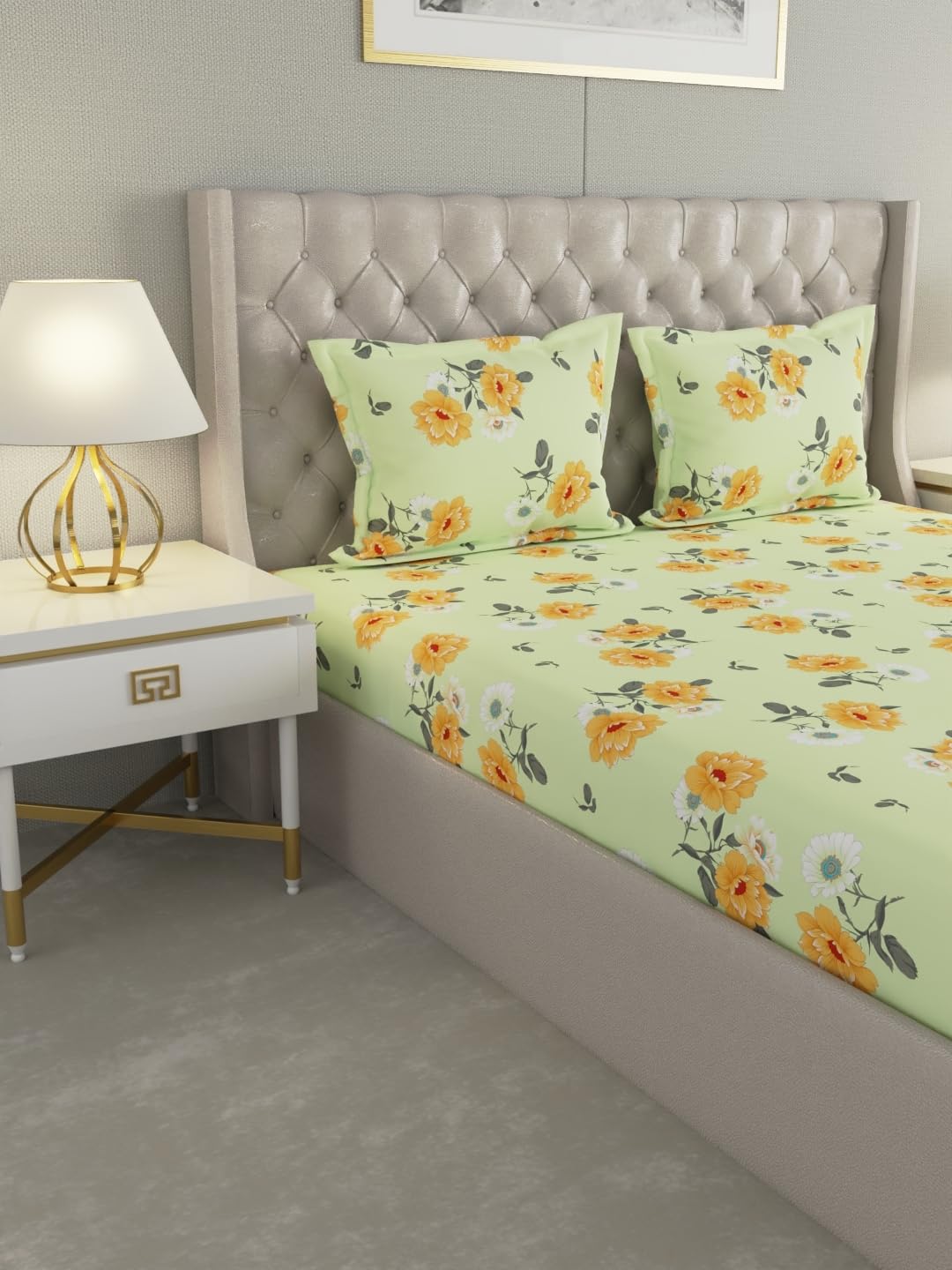 Raymond Home 104 TC Cotton Double Bedsheet with 2 Pillow Covers (012203-BF03)