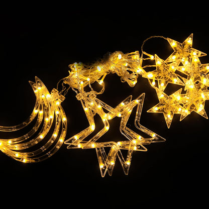Lexton 2.6M Star Moon Curtain Lights – 100 LED Warm White