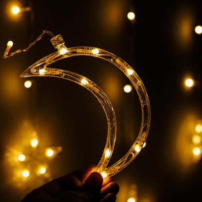 Lexton 2.6M Star Moon Curtain Lights – 100 LED Warm White