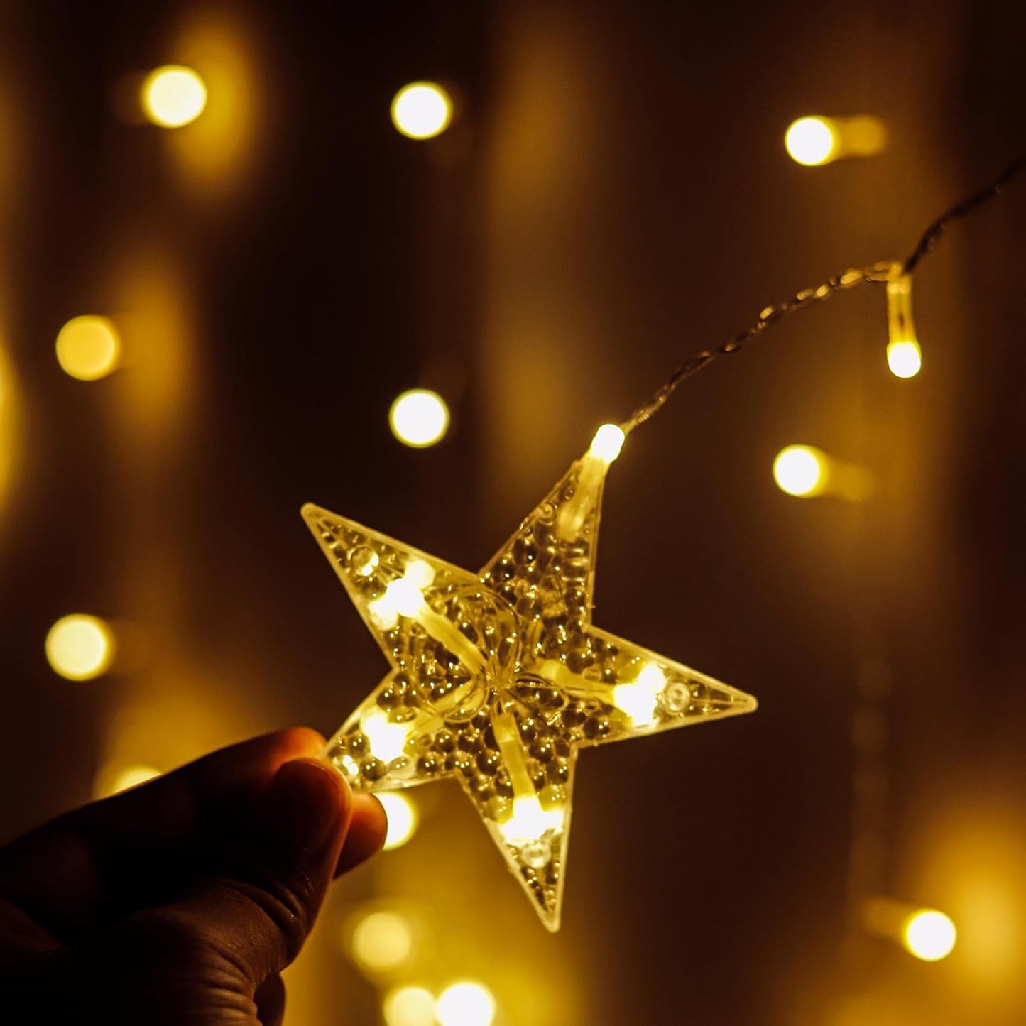Lexton 2.6M Star Moon Curtain Lights – 100 LED Warm White