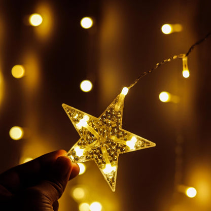 Lexton 2.6M Star Moon Curtain Lights – 100 LED Warm White
