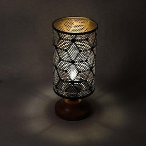 
                  
                    Lexton Moroccan Style Hand-Etched Iron Made Bedside Table lamp | Black Metal Round Frame, E27 Bulb Holder, Wooden Stand, Corded | Suitable for Home Decoration Office (Pack of 1, Bulb Not Included)
                  
                