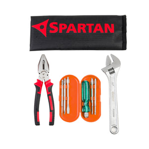 
                  
                    Spartan Tool Kit Set of 8 Pieces| 6 Pcs Screwdriver Set | 8 inch Combination Plier | 8 inch Adjustable Spanner | For Home, Garage, Car, Bike, Industry
                  
                