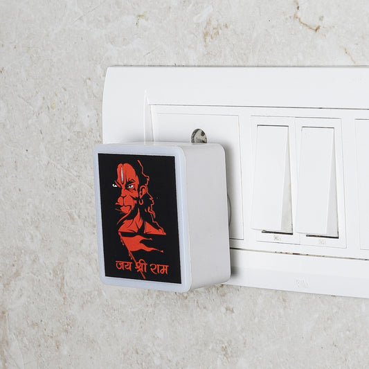 Lexton Jai Shri Ram & Hanuman LED Night Lamp – Warm White, Spiritual Home Decor, 0.5W