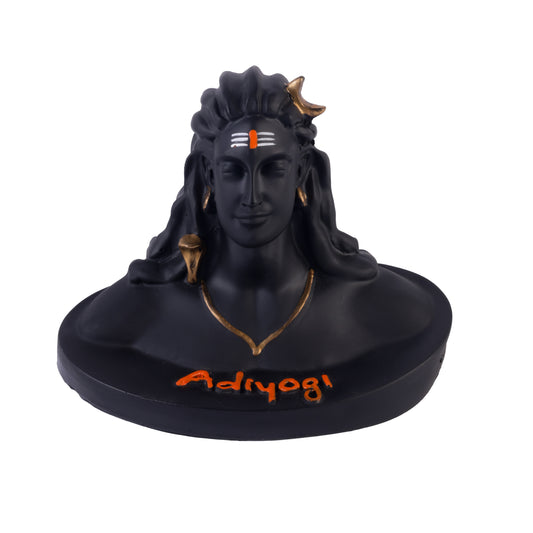 Klassic 4.7 Inch Black Adiyogi Shiva Idol with Golden Accents for Mandir, Meditation Room & Desk