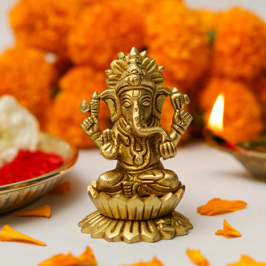 Klassic 2.7 Inch Pure Brass Kamal Ganesh Idol