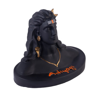 Klassic 4.7 Inch Black Adiyogi Shiva Idol with Golden Accents for Mandir, Meditation Room & Desk